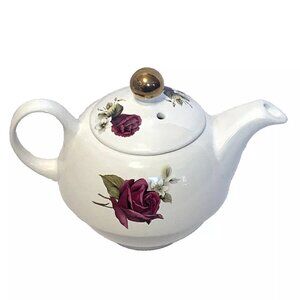 Individual Teapot With Lid - Arthur Wood - England - Floral Rose - 5” Tall
